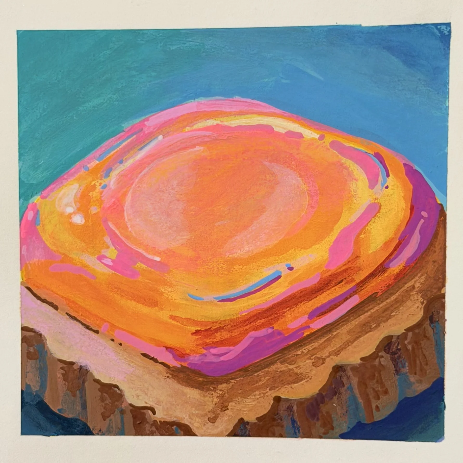 Hand-painted fruit tart in expressive bright colors
