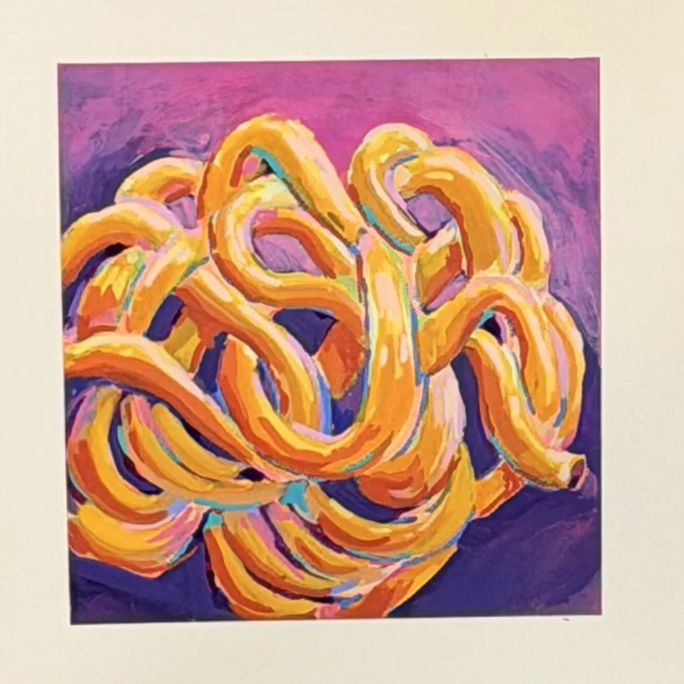 Hand-painted noodles in expressive bright colors
