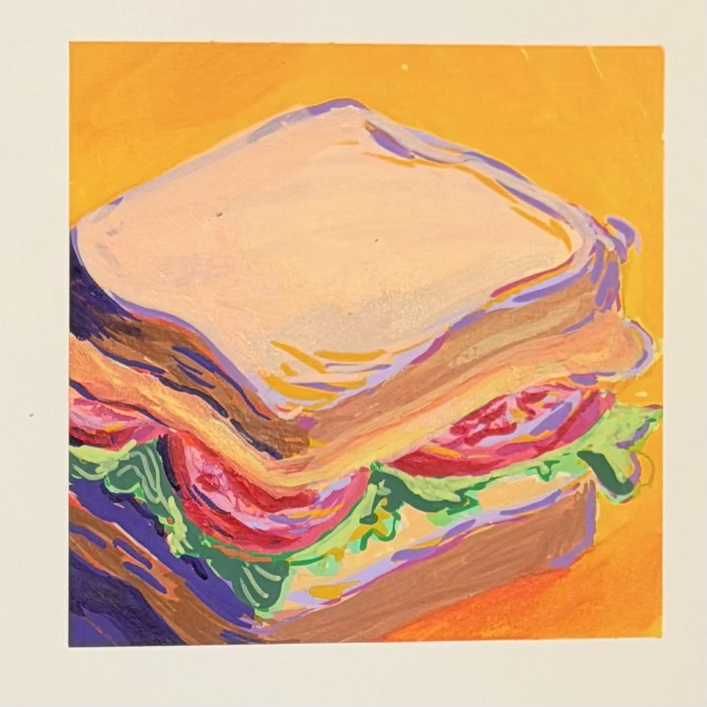 Hand-painted sandwich in expressive bright colors