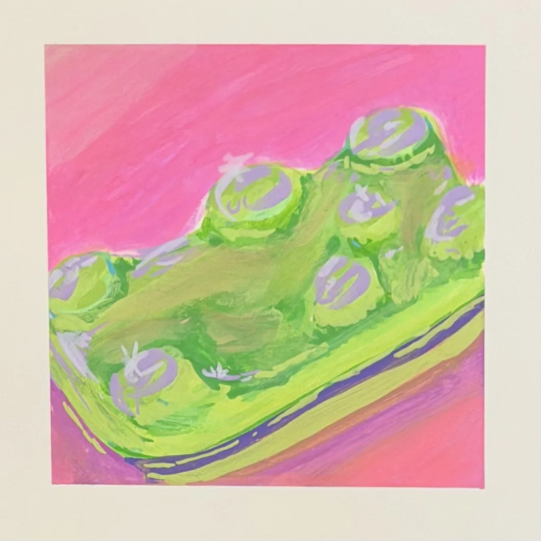 Hand-painted green cake in expressive bright colors
