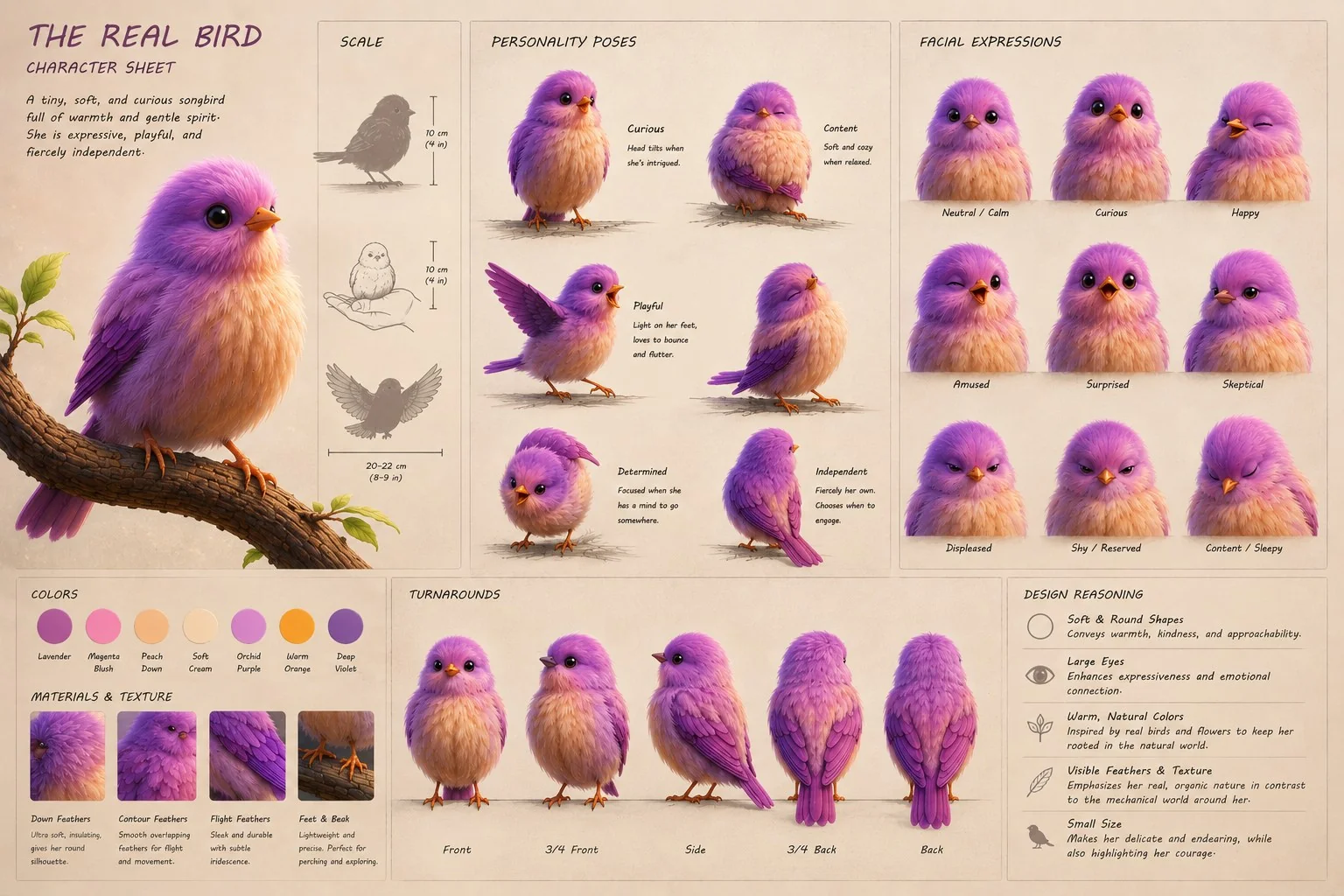 Real bird character sheet