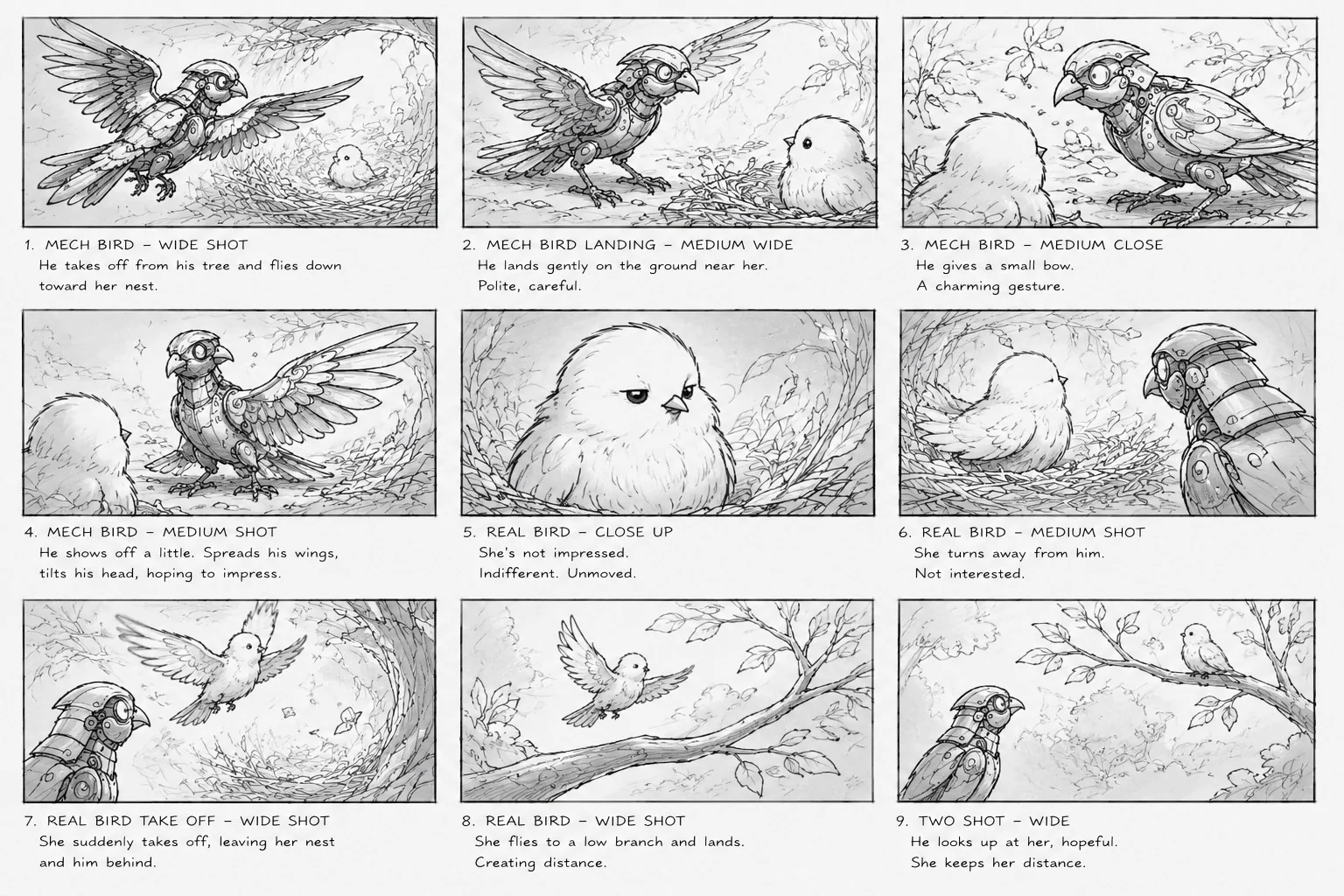 Bird storyboards, second sequence