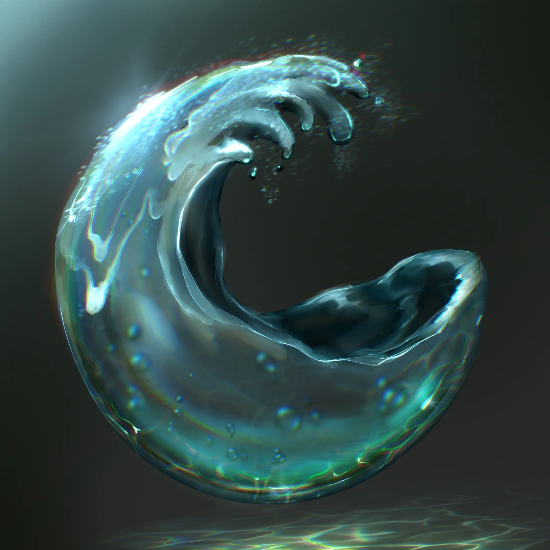 A translucent water wave