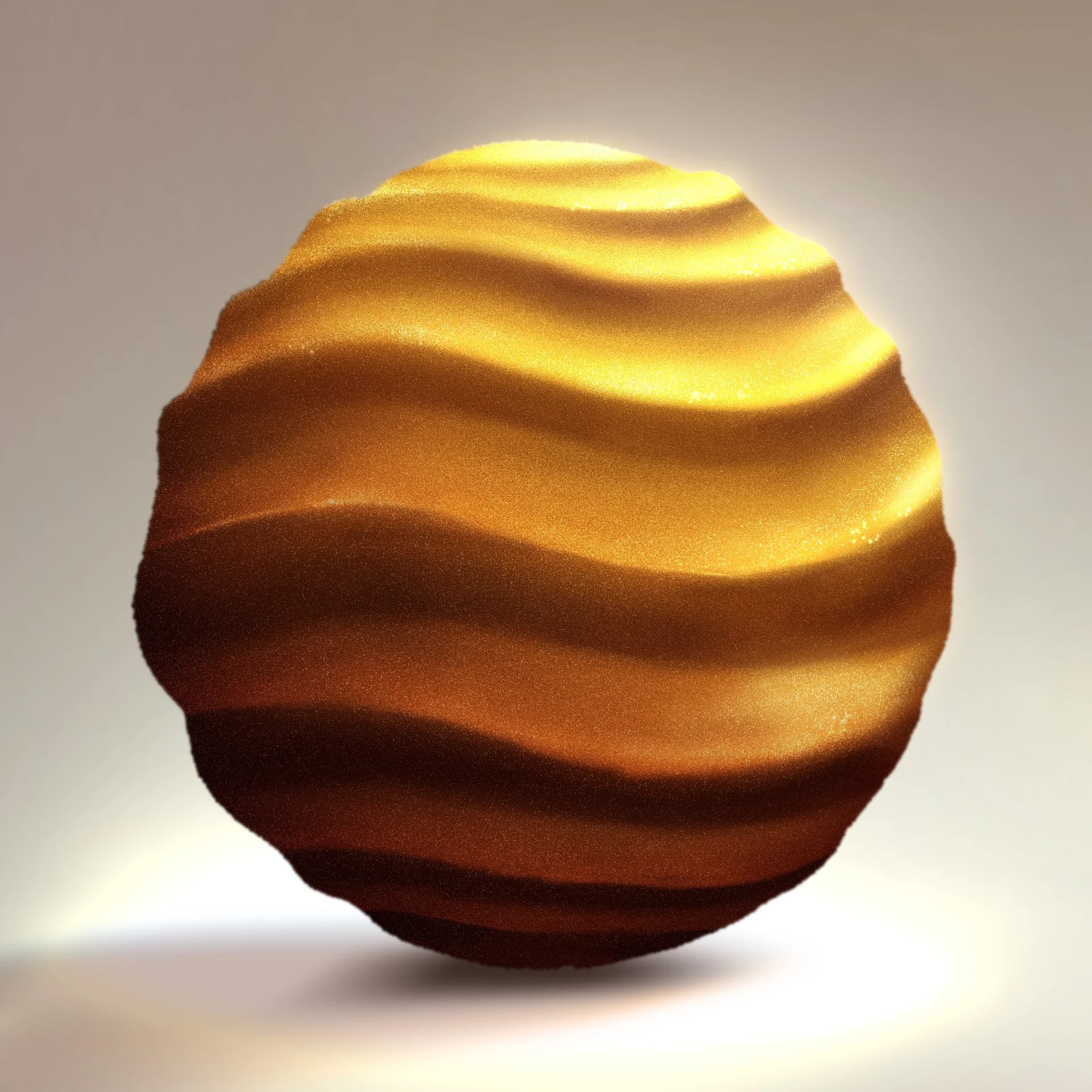 Sculpted ripples on a sand-colored sphere