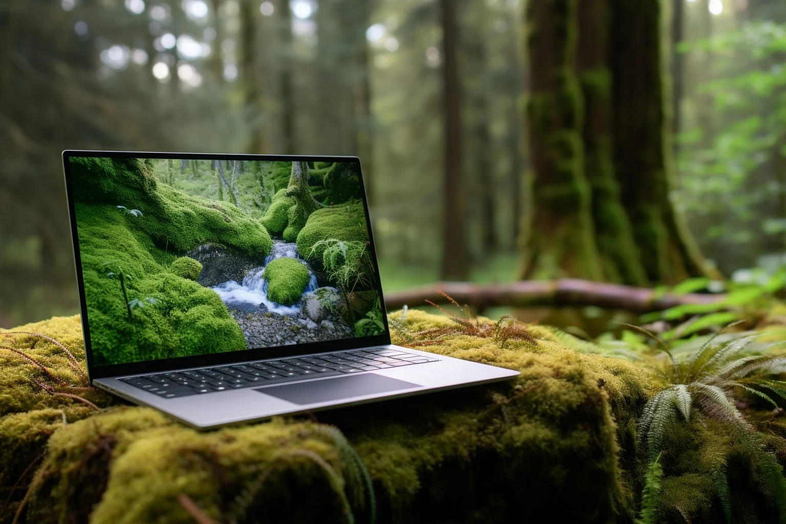 Laptop concept / Forest setting