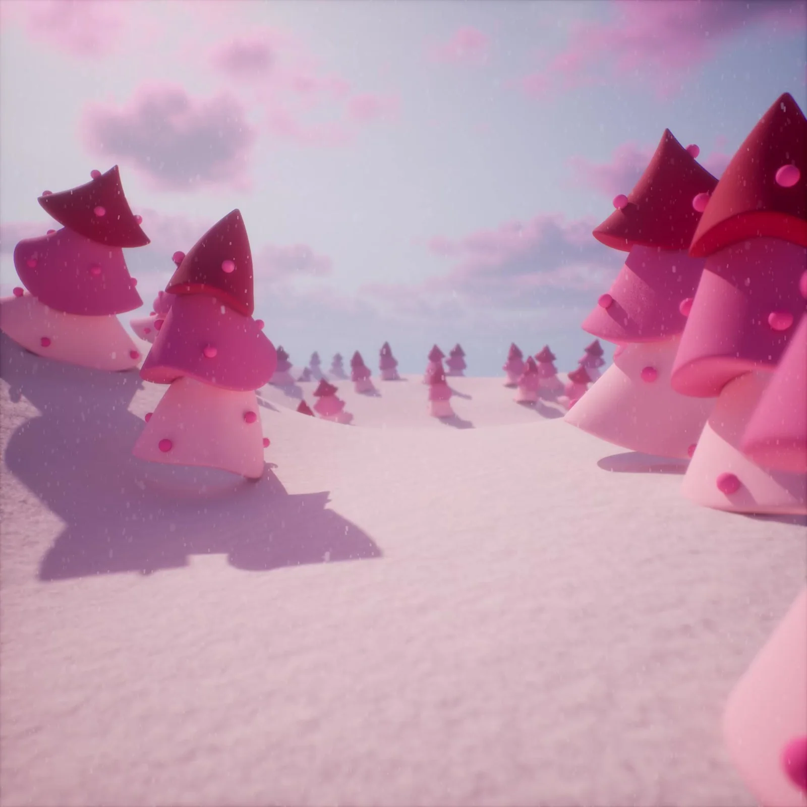 Stylized landscape / Pink forms